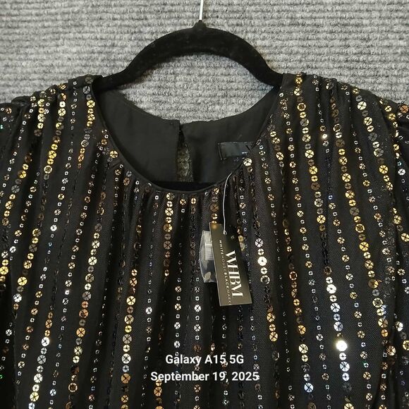 White House Black Market Long-Sleeve Sequin Blouson Dress – Size Medium Cocktail - Picture 5 of 10